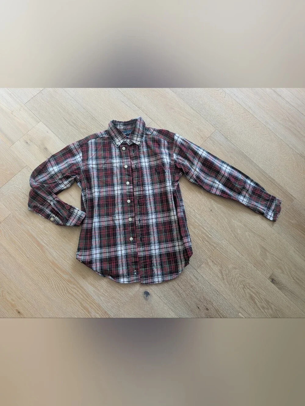 8-10Y Ralph Lauren Red and Green Plaid Button-Up Shirt